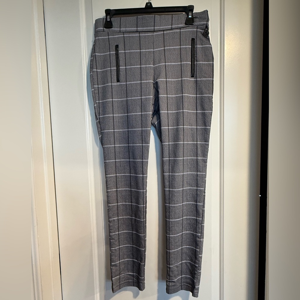 Calvin Klein Women’s Gray Plaid Slim-Fit Pants